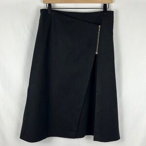 Garnet Hill Black Wool Cashmere Blend Wrap Midi Skirt Womens Size 12P
